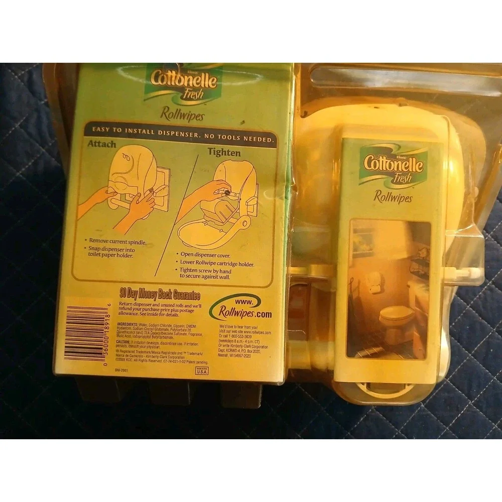 Cottonelle Fresh Rollwipes Starter Pack Dispenser + 4 Refills NOS Discountinued